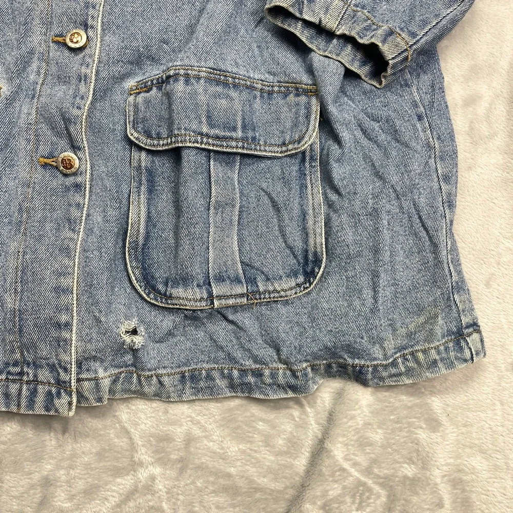 Avenue Blues Denim Chore Barn Jacket Girls‎ 18/20 Blue Medium Wash Button Front